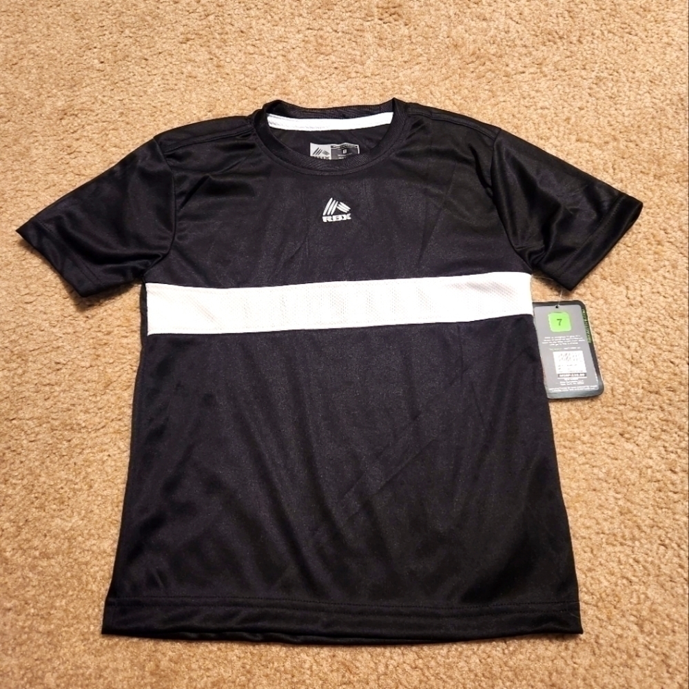 𝅺NWT RBX Boy's Black and White Performance Short Sleeve T-Shirt, size 7